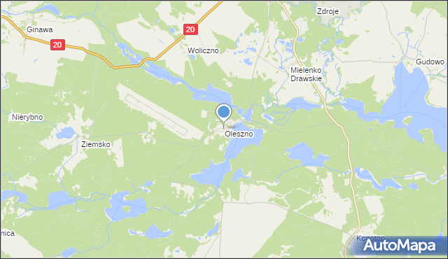 mapa Oleszno, Oleszno gmina Drawsko Pomorskie na mapie Targeo